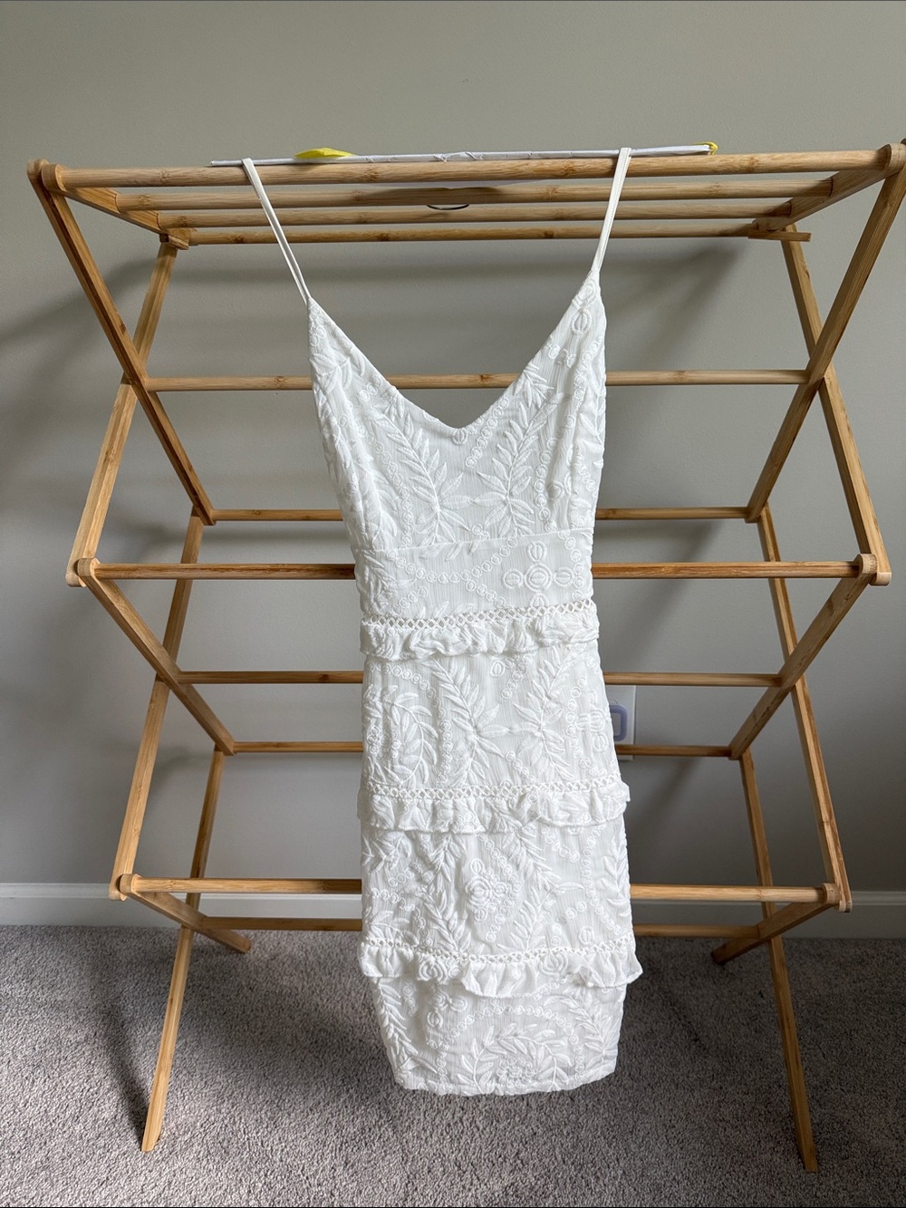 White Embroidered Tiered Slip Dress - Women